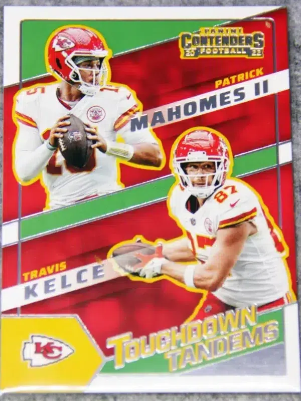 2022 Patrick Mahomes & Travis Kelce #TDT-KC Panini Contenders Touchdown Tandems - front