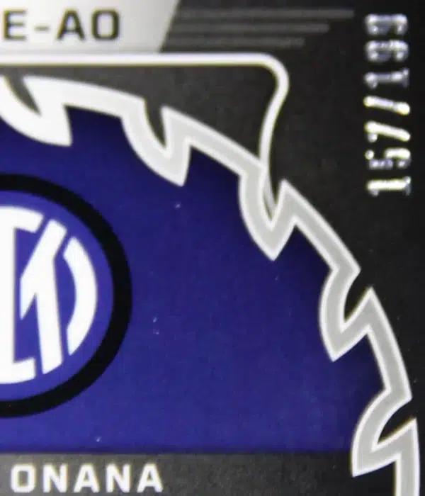 2023 Andre Onana #CE-AO Panini Obsidian Soccer Cutting Edge Dual Patch Silver SN#157 - detail