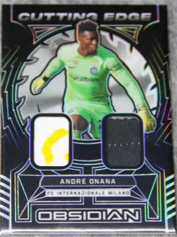2023 Andre Onana #CE-AO Panini Obsidian Soccer Cutting Edge Dual Patch Silver SN#157 - front