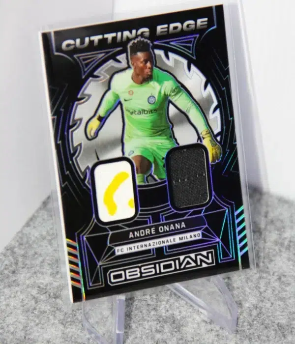 2023 Andre Onana #CE-AO Panini Obsidian Soccer Cutting Edge Dual Patch Silver SN#157 - stand