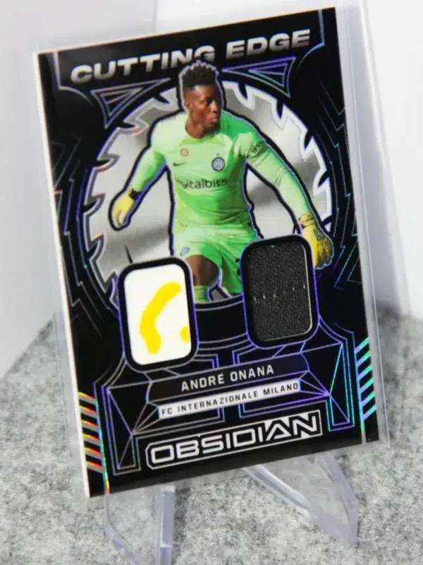 2023 Andre Onana #CE-AO Panini Obsidian Soccer Cutting Edge Dual Patch Silver SN#157 - stand