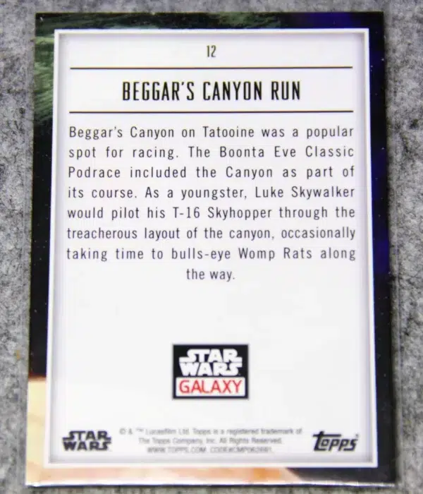 2023 Beggar's Canyon Run #12 Topps Star Wars Chrome Galaxy Prism Refractor SN#63 - back