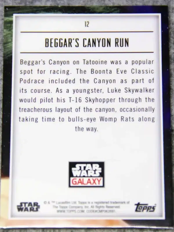 2023 Beggar's Canyon Run #12 Topps Star Wars Chrome Galaxy Prism Refractor SN#63 - back