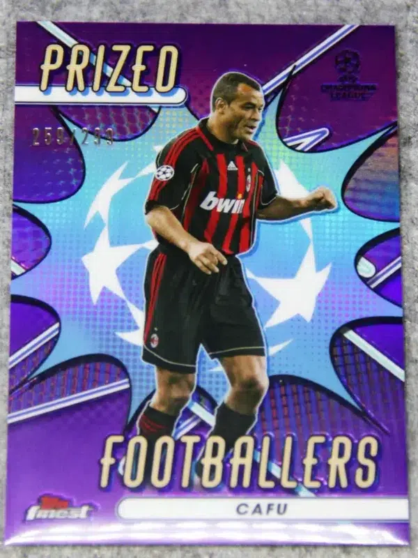 2023 Cafu #PF-2 Topps Finest UEFA Champions League Prized Footballers Purple Refractor SN#259 - front
