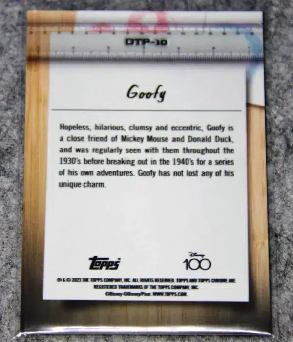 2023 Goofy #OTP-10 Topps Chrome Disney 100 Off The Page - back
