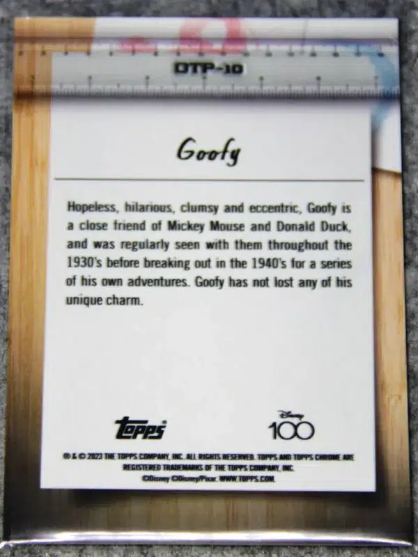 2023 Goofy #OTP-10 Topps Chrome Disney 100 Off The Page - back