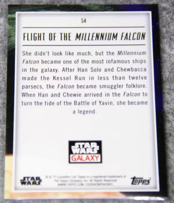 2023 Millennium Falcon #54 Topps Star Wars Chrome Galaxy Flight of the Millennium Falcon Prism Refractor SN#53 - back