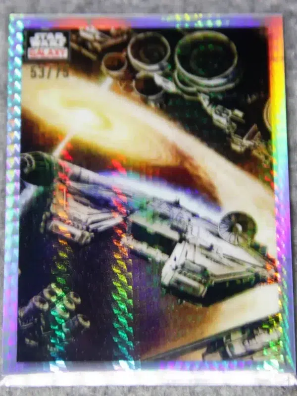 2023 Millennium Falcon #54 Topps Star Wars Chrome Galaxy Flight of the Millennium Falcon Prism Refractor SN#53 - front