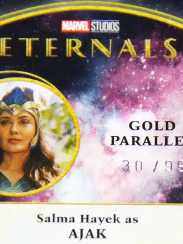 2023 Salma Hayek as Ajak #84 Upper Deck Marvel Eternals Characters Gold Parallel SN#30 - detail