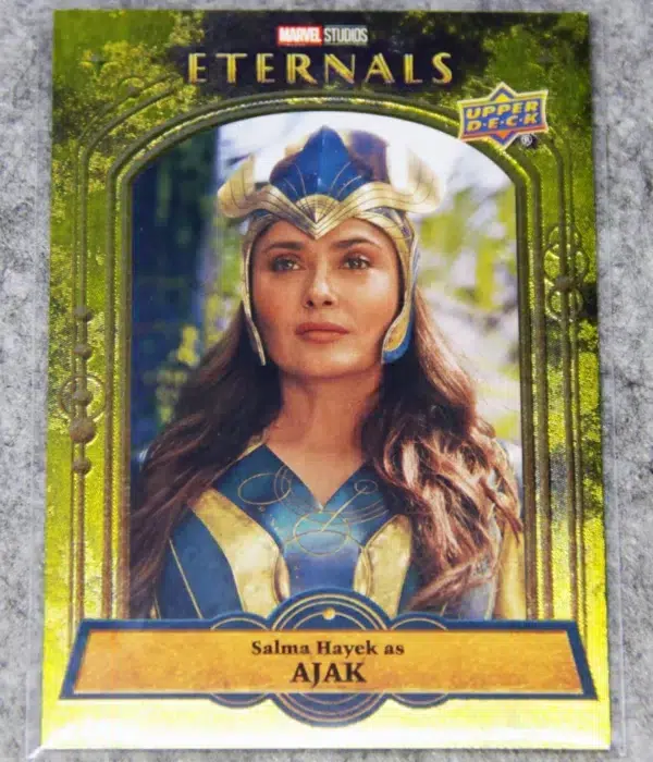 2023 Salma Hayek as Ajak #84 Upper Deck Marvel Eternals Characters Gold Parallel SN#30 - front