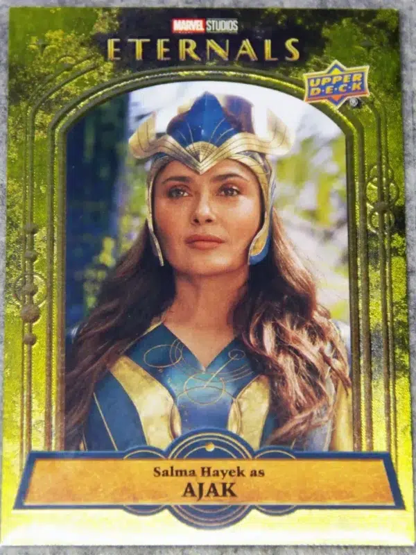 2023 Salma Hayek as Ajak #84 Upper Deck Marvel Eternals Characters Gold Parallel SN#30 - front