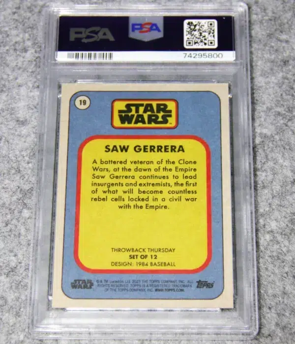 2023 Saw Gerrera #19 Topps Star Wars Throwback Thursday PSA 10 GEM MT - back