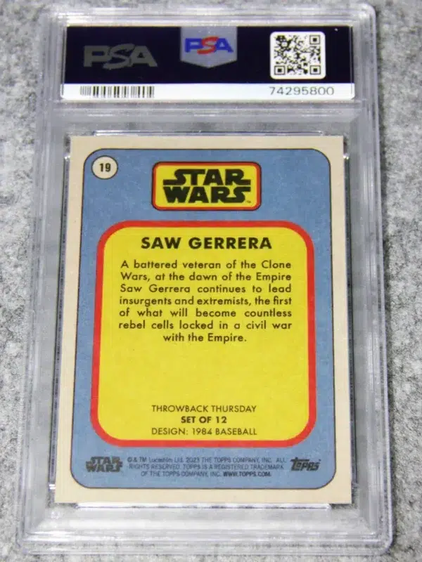 2023 Saw Gerrera #19 Topps Star Wars Throwback Thursday PSA 10 GEM MT - back