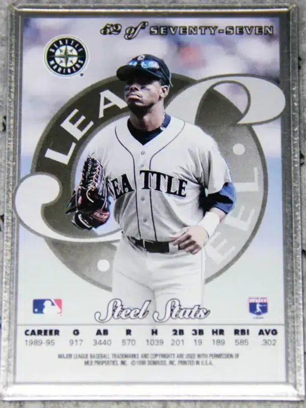 1995 Ken Griffey Jr. #52 Donruss Leaf Steel w Coating - back