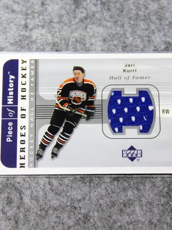2002-03 Jari Kurri #HH-JK Upper Deck Piece of History Heroes of Hockey Jersey - front