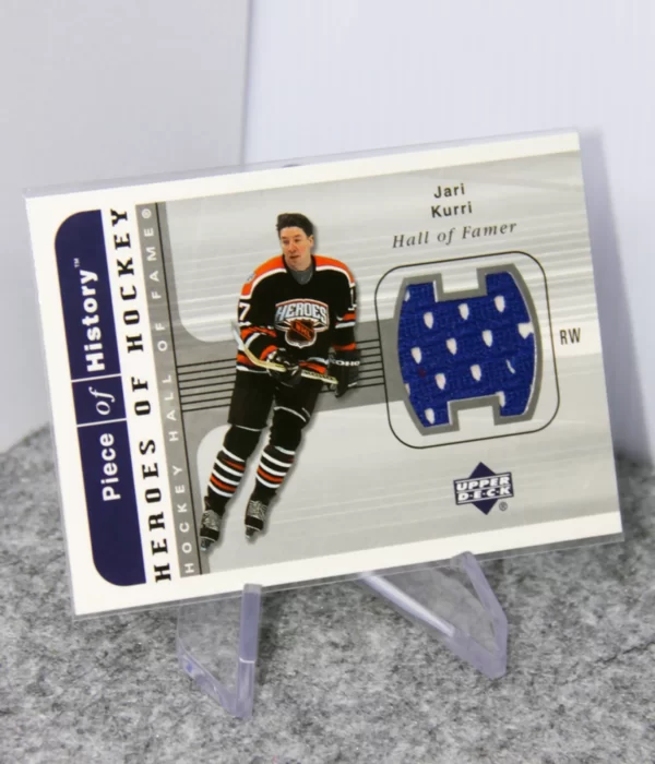 2002-03 Jari Kurri #HH-JK Upper Deck Piece of History Heroes of Hockey Jersey - stand
