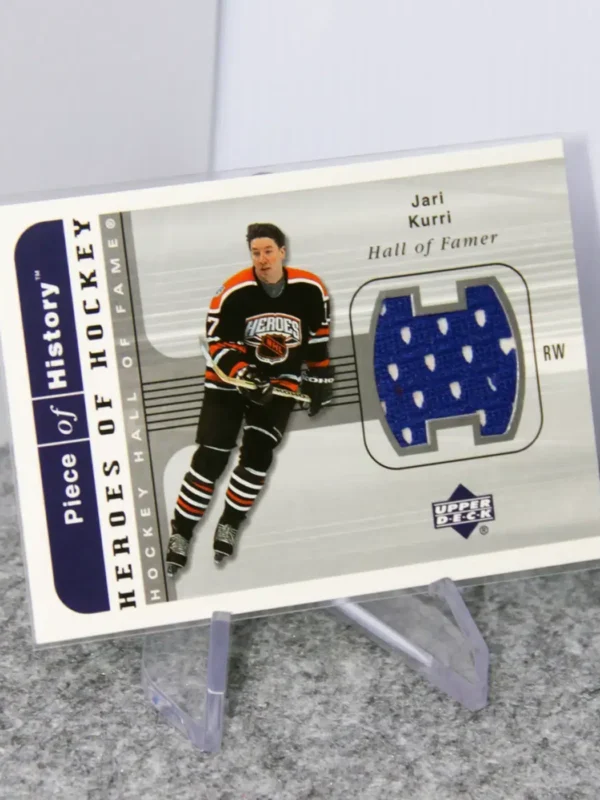 2002-03 Jari Kurri #HH-JK Upper Deck Piece of History Heroes of Hockey Jersey - stand