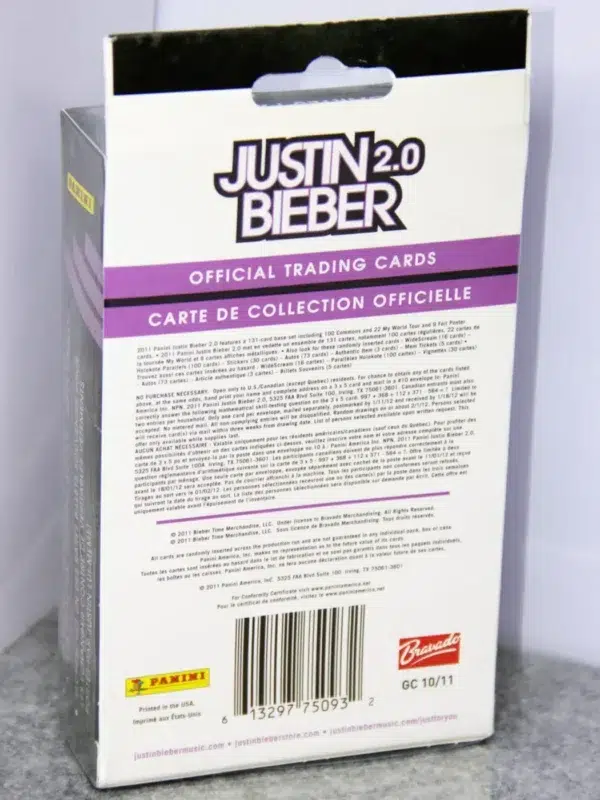 2011 Panini Justin Bieber 2.0 36 Card Box - Sealed - back