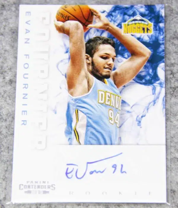 2012-13 Evan Fournier #219 Panini Contenders Rookie Autograph RC - front