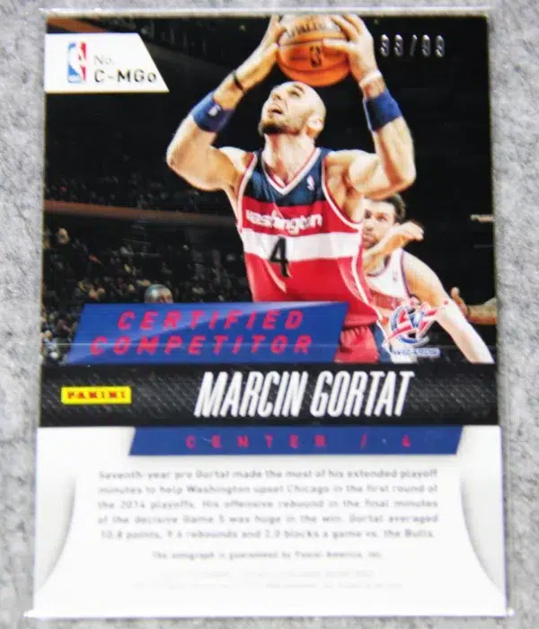 2014-15 Marcin Gortat #C-MGo Panini Totally Certified Competitor Auto SN#33 - back