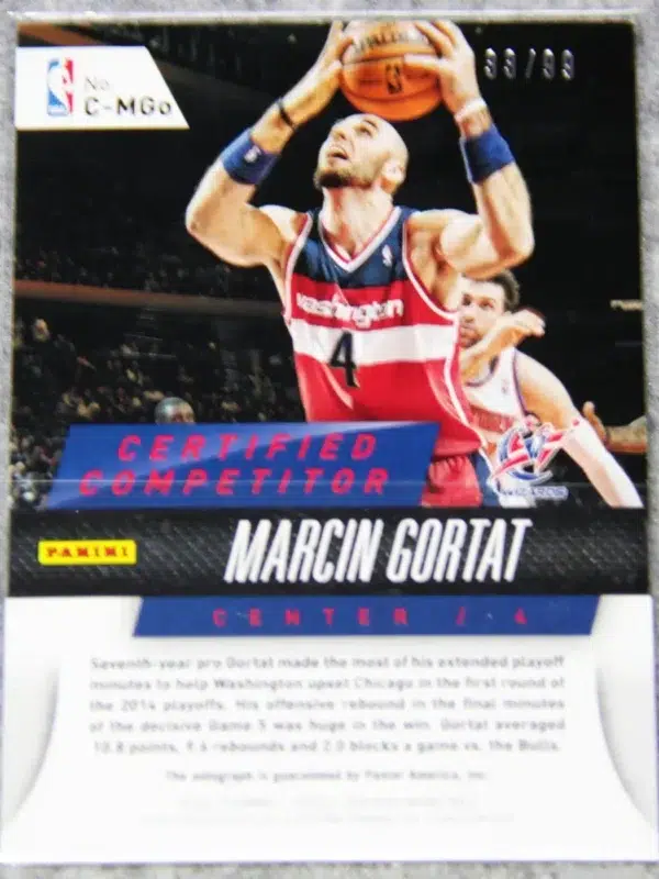 2014-15 Marcin Gortat #C-MGo Panini Totally Certified Competitor Auto SN#33 - back
