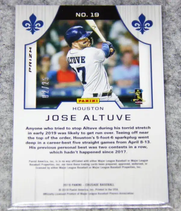 2018 Jose Altuve #19 Panini Crusade Pink Prizm SN#02 - back