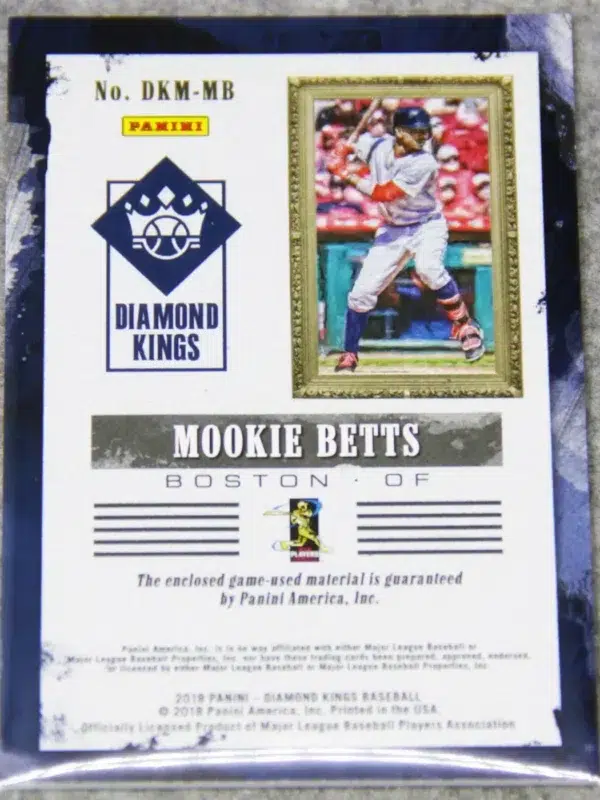 2018 Mookie Betts #DKM-MB Panini Diamond Kings Materials Dual Patch SN#55 - back