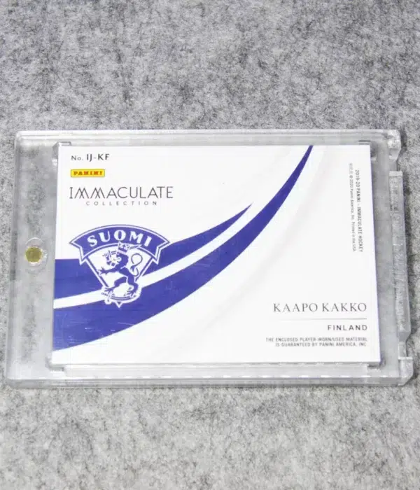 2019-20 Kaapo Kakko #IJ-KF Panini Immaculate Collection Jumbo Patch Gold RC SN#2 - back