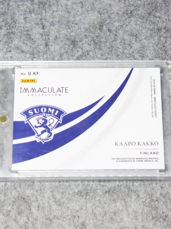 2019-20 Kaapo Kakko #IJ-KF Panini Immaculate Collection Jumbo Patch Gold RC SN#2 - back