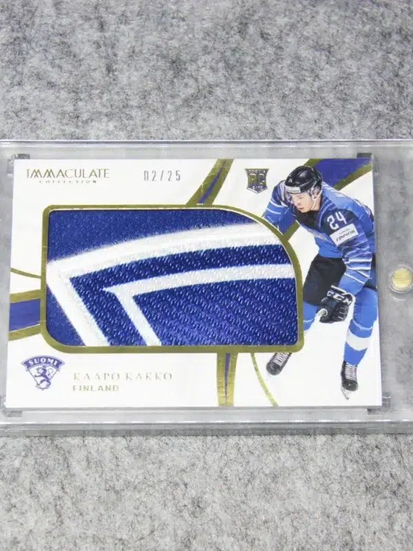 2019-20 Kaapo Kakko #IJ-KF Panini Immaculate Collection Jumbo Patch Gold RC SN#2 - front