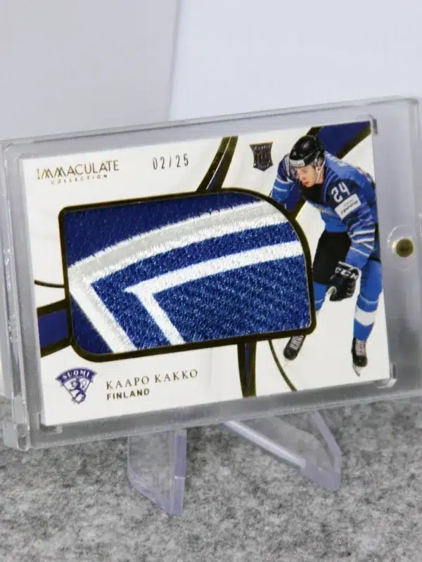 2019-20 Kaapo Kakko #IJ-KF Panini Immaculate Collection Jumbo Patch Gold RC SN#2 - stand