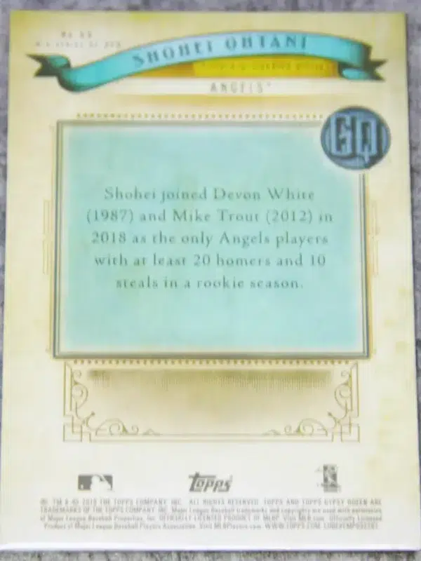 2019 Shohei Ohtani #55 Topps Gypsy Queen - back
