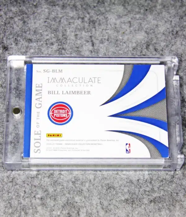 2020-21 Bill Laimbeer #SG-BLM Panini Immaculate Sole Of The Game Sneaker Swatch SN#02 - back