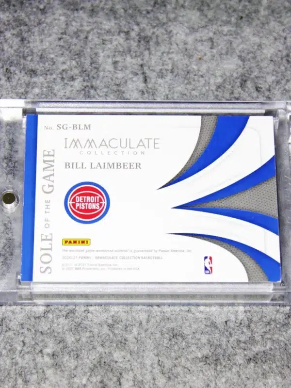 2020-21 Bill Laimbeer #SG-BLM Panini Immaculate Sole Of The Game Sneaker Swatch SN#02 - back