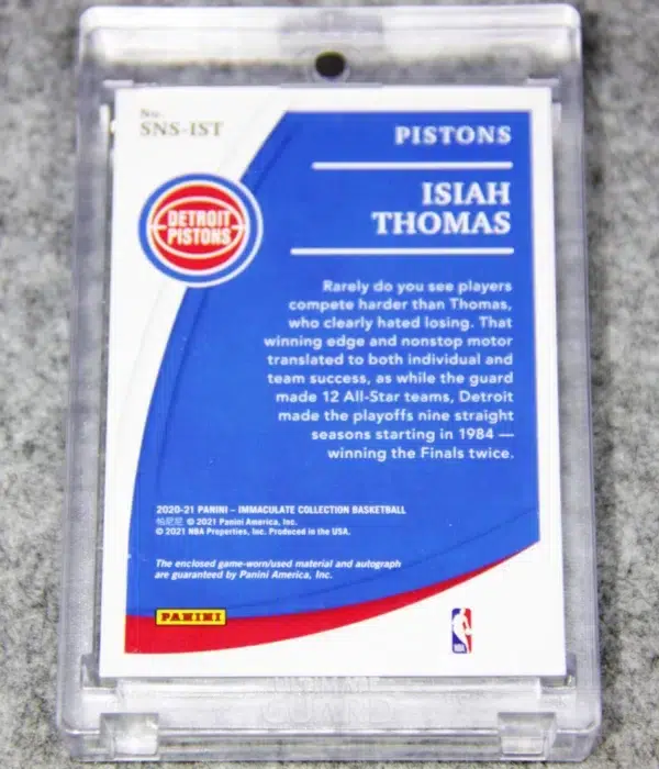 2020-21 Isiah Thomas #SNS-IST Panini Immaculate Game Used Sneaker Swatch Autograph SN#5 - back