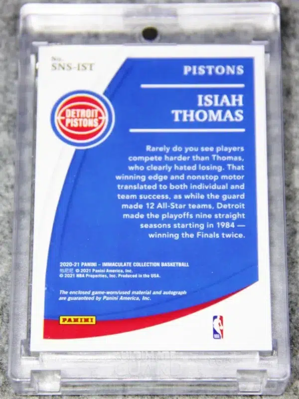 2020-21 Isiah Thomas #SNS-IST Panini Immaculate Game Used Sneaker Swatch Autograph SN#5 - back