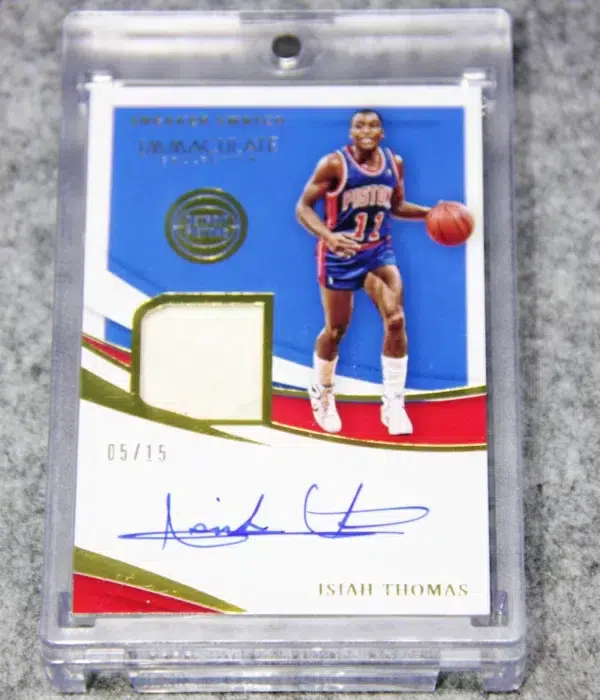 2020-21 Isiah Thomas #SNS-IST Panini Immaculate Game Used Sneaker Swatch Autograph SN#5 - front