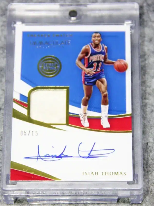 2020-21 Isiah Thomas #SNS-IST Panini Immaculate Game Used Sneaker Swatch Autograph SN#5 - front