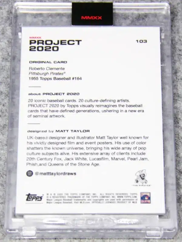 2020 Roberto Clemente by Matt Taylor #103 Topps Project 2020 - back