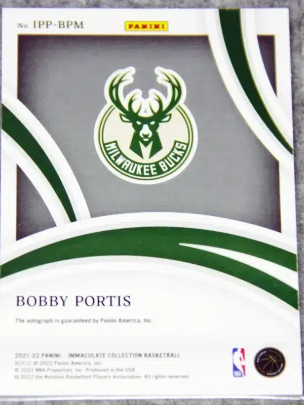 2021-22 Bobby Portis #IPP-BPM Panini Immaculate Collection Past & Present Signatures SN23 - back