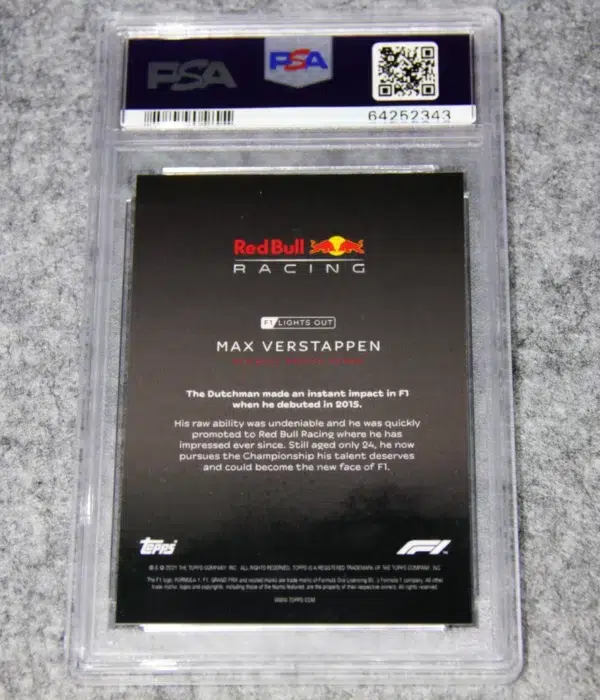 2021 Max Verstappen Topps Formule 1 Lights Out Drivers PSA 10 GEM MT - back