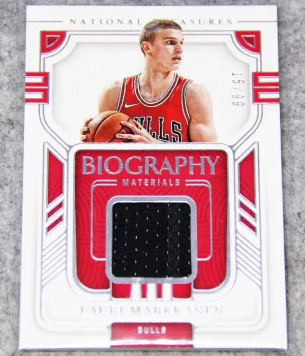2022-23 Lauri Markkanen #BGM-MAR Panini National Treasures Biography Materials SN#15 - front