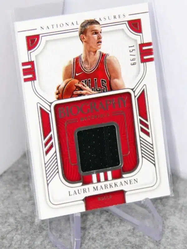 2022-23 Lauri Markkanen #BGM-MAR Panini National Treasures Biography Materials SN#15 - stand