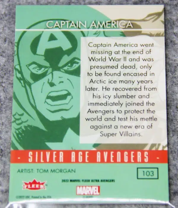 2022 Captain America #103 Upper Deck Marvel Fleer Ultra Silver Age Avengers Green Foil - back