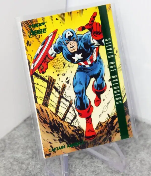 2022 Captain America #103 Upper Deck Marvel Fleer Ultra Silver Age Avengers Green Foil - stand