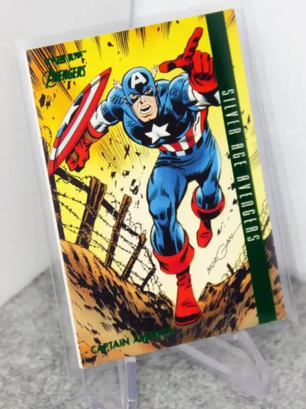 2022 Captain America #103 Upper Deck Marvel Fleer Ultra Silver Age Avengers Green Foil - stand