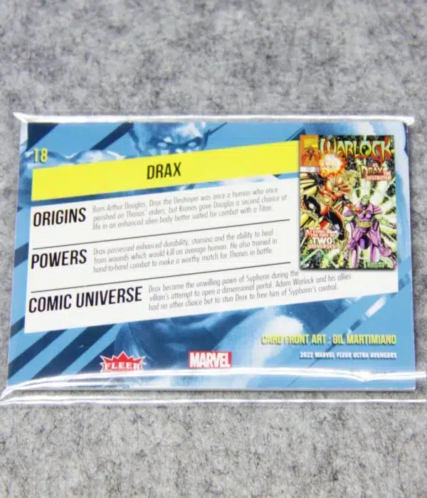 2022 Drax #18 Upper Deck Marvel Fleer Ultra Avengers Silver Foil - back