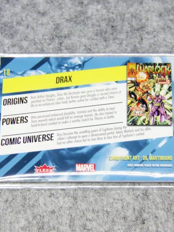 2022 Drax #18 Upper Deck Marvel Fleer Ultra Avengers Silver Foil - back