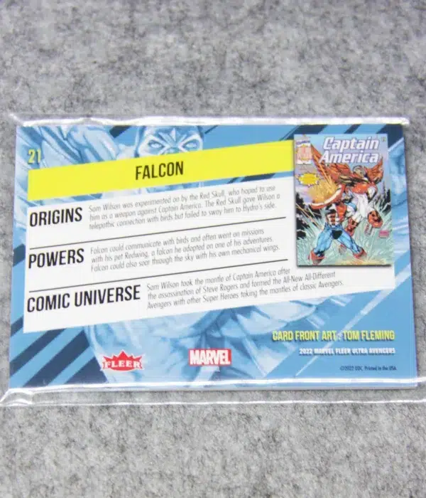 2022 Falcon #21 Upper Deck Marvel Fleer Ultra Avengers Silver Foil - back