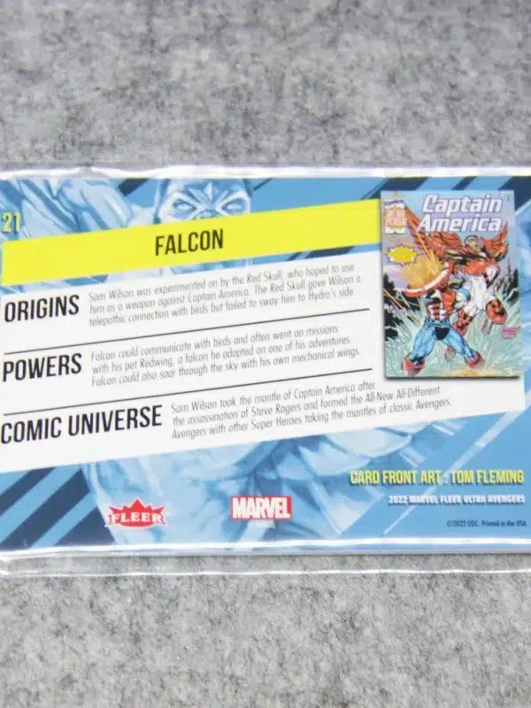 2022 Falcon #21 Upper Deck Marvel Fleer Ultra Avengers Silver Foil - back